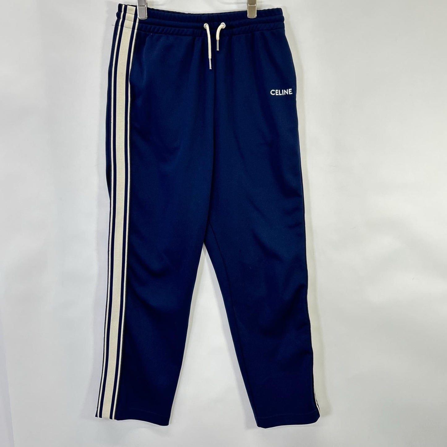 Celine Navy Double Face Jersey Logo Pants