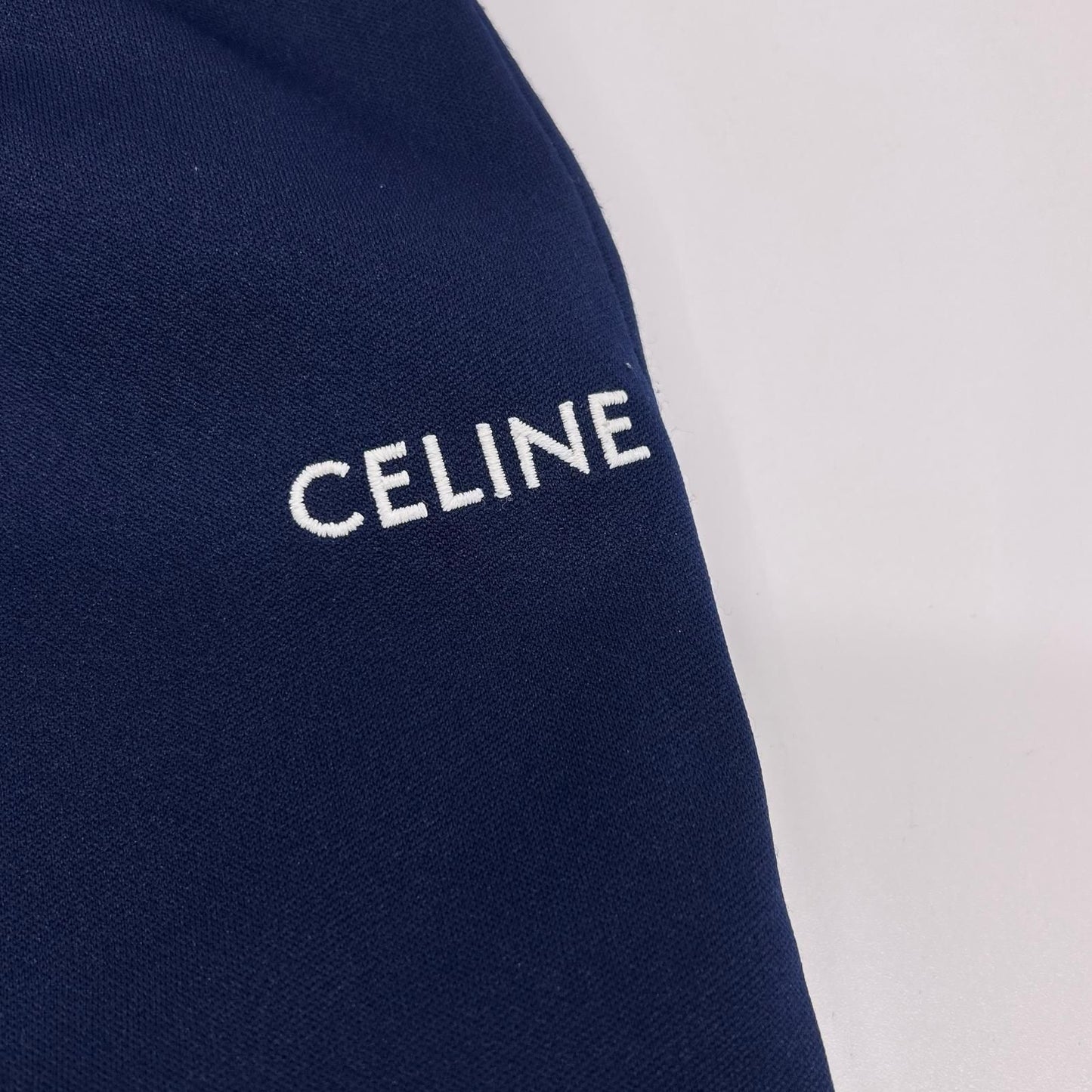 Celine Navy Double Face Jersey Logo Pants — view 4