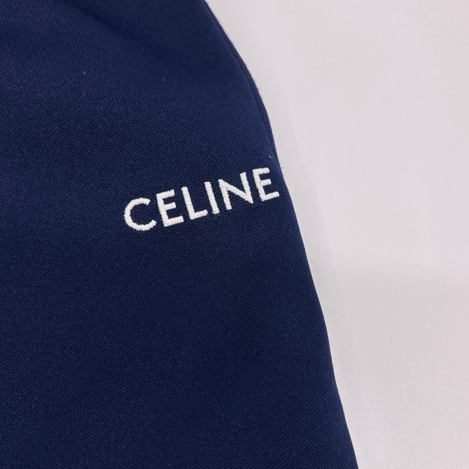 Celine Navy Double Face Jersey Logo Pants — view 4