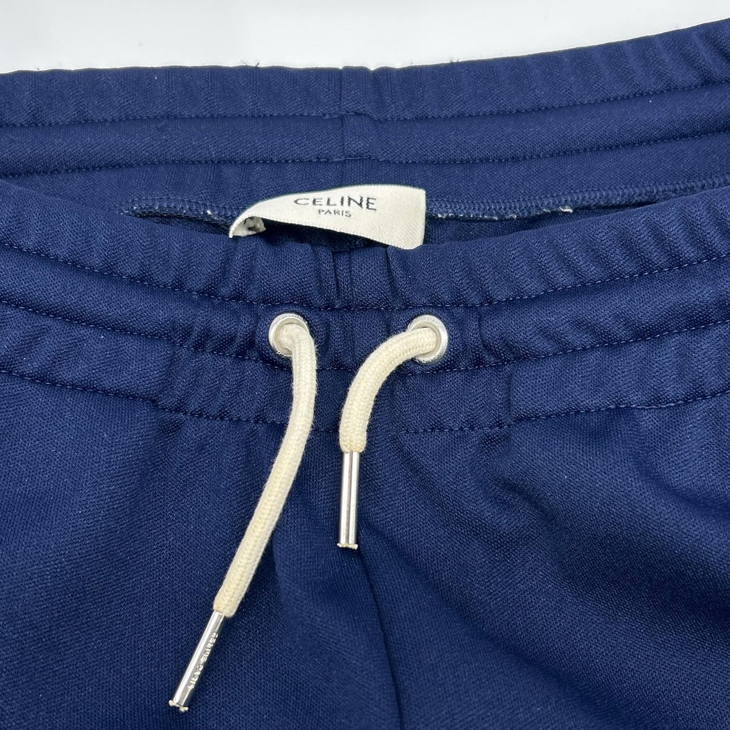 Celine Navy Double Face Jersey Logo Pants — view 3