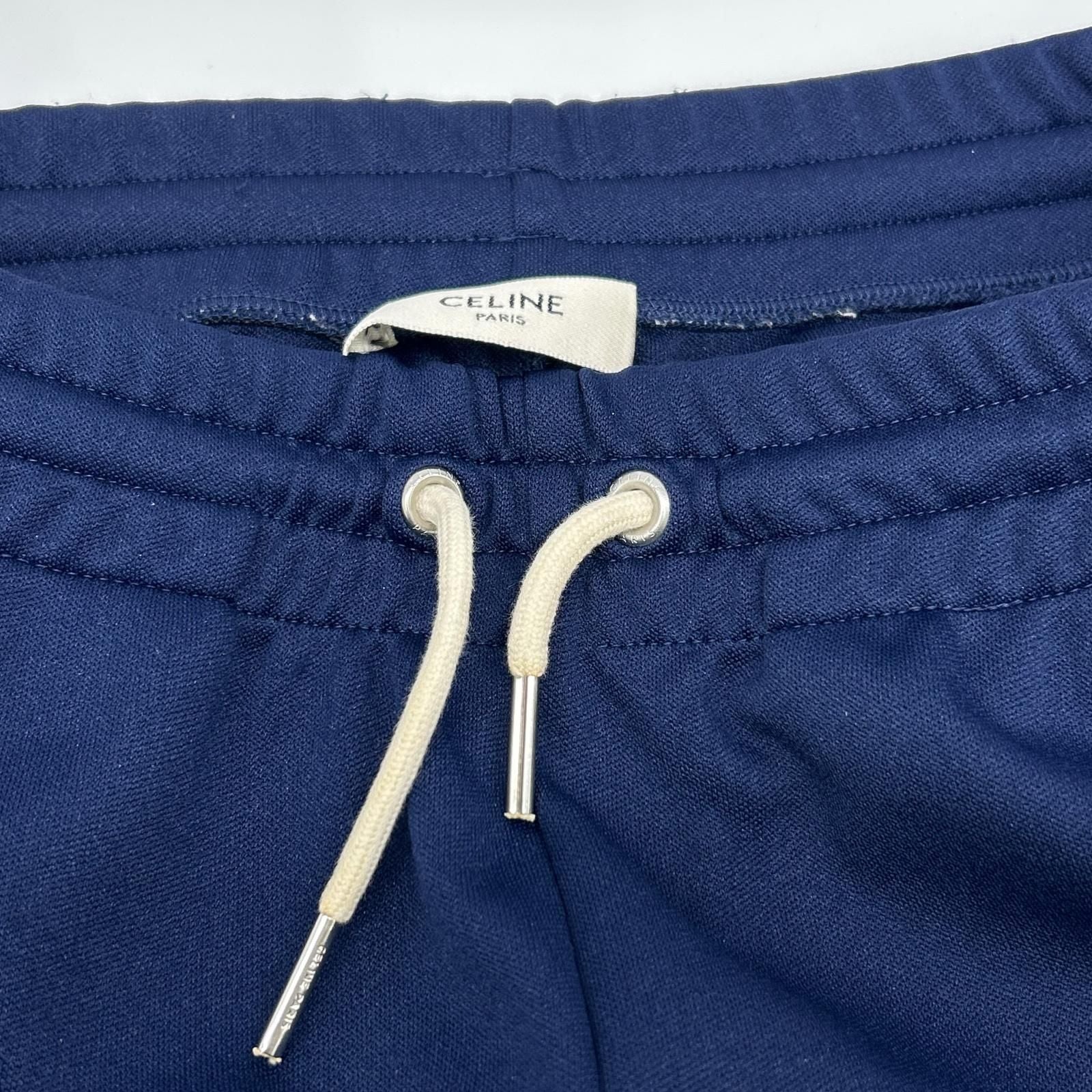 Celine Navy Double Face Jersey Logo Pants — view 3