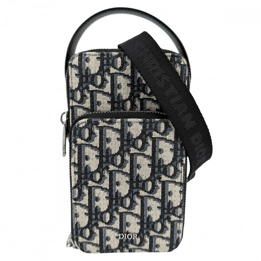 Dior Shoulder Bag Blue Rider Micro Pouch 2-Way Crossbody Canvas Leather Navy