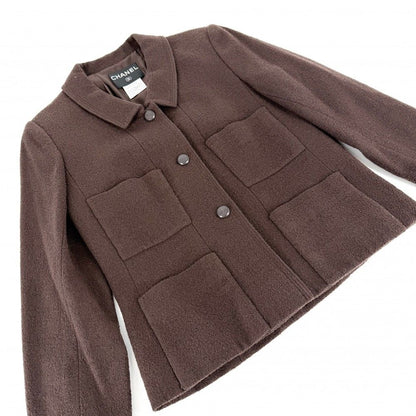Chanel Set Jacket Skirt Vintage 38 Brown Wool Nylon Spandex Autumn Winter — view 3