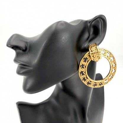 Chanel Earrings CC Logo Vintage Round 2-Way 2 5 Gold — view 2