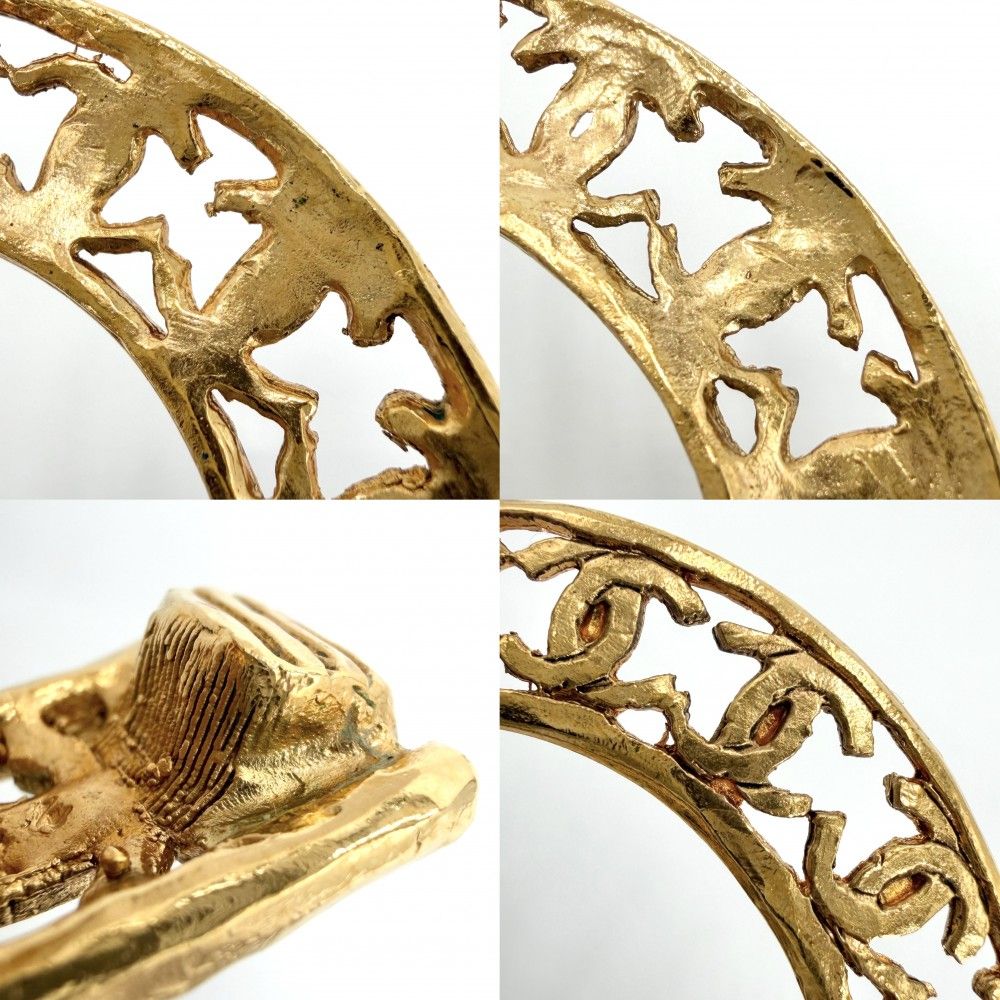 Chanel Earrings CC Logo Vintage Round 2-Way 2 5 Gold — view 6