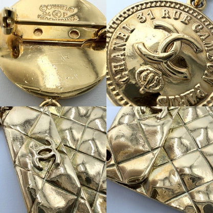 Chanel Brooch Quilted Bag Motif CC Logo Swing Vintage Gold Plated — view 5