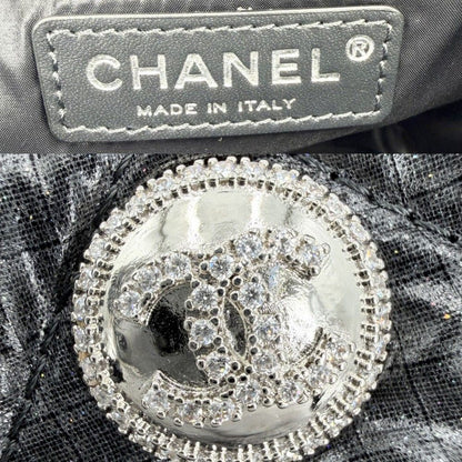 Chanel Quilted Coco Neige Chain Shoulder Lame Backpack CC Logo Nylon Gray Silver — view 5