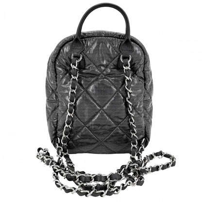 Chanel Quilted Coco Neige Chain Shoulder Lame Backpack CC Logo Nylon Gray Silver — view 2