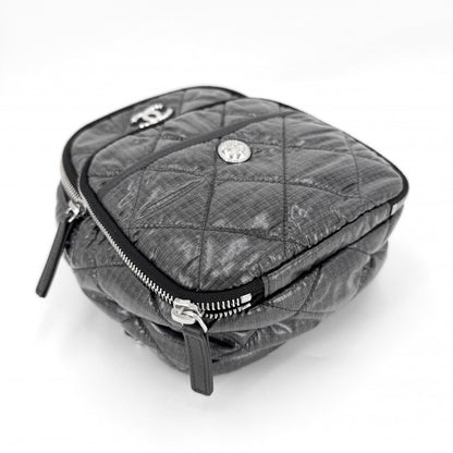 Chanel Quilted Coco Neige Chain Shoulder Lame Backpack CC Logo Nylon Gray Silver — view 3