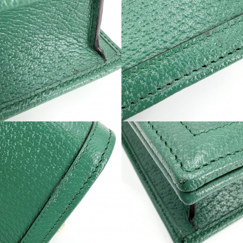 Gucci Shoulder Bag Diana Chain Bamboo Crossbody Leather Green Gold — view 7