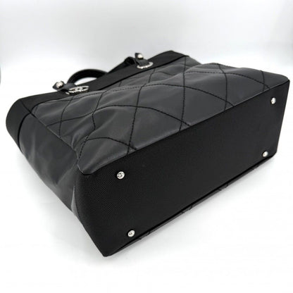 Chanel Tote Paris Biarritz MM Handbag CC Logo Shoulder CC Leather Black Silver — view 3