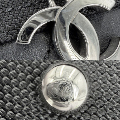 Chanel Tote Paris Biarritz MM Handbag CC Logo Shoulder CC Leather Black Silver — view 8