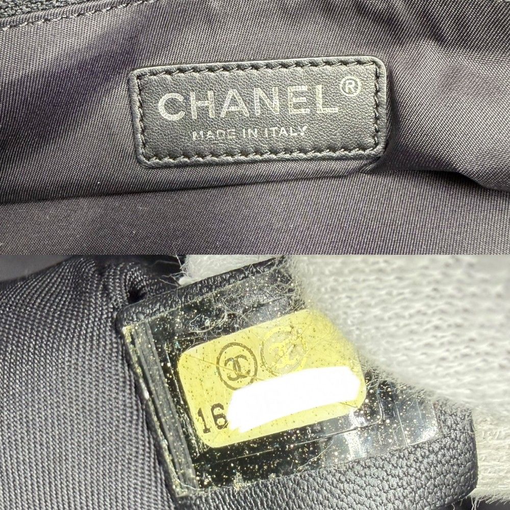 Chanel Tote Paris Biarritz MM Handbag CC Logo Shoulder CC Leather Black Silver — view 5