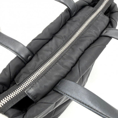 Prada 2-Way Small Padded Tote Shoulder Bag Crossbody Nylon Black Silver — view 9