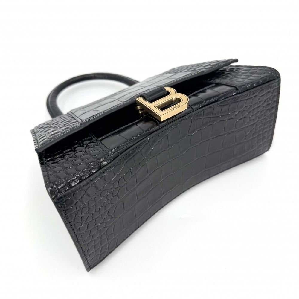 Balenciaga 2-Way Hourglass Small Shoulder Bag Crossbody Croco — view 3