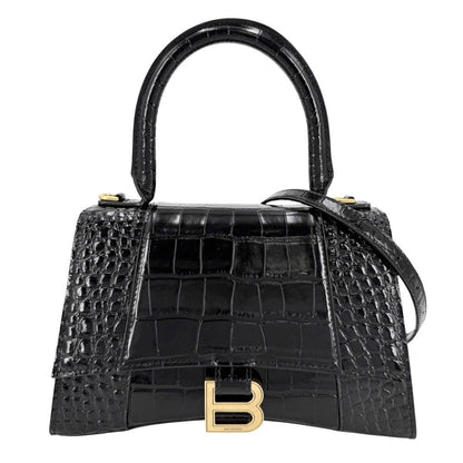 Balenciaga 2-Way Hourglass Small Shoulder Bag Crossbody Croco