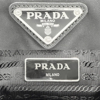 Prada Triangle Logo Backpack Nylon Black Silver — view 5