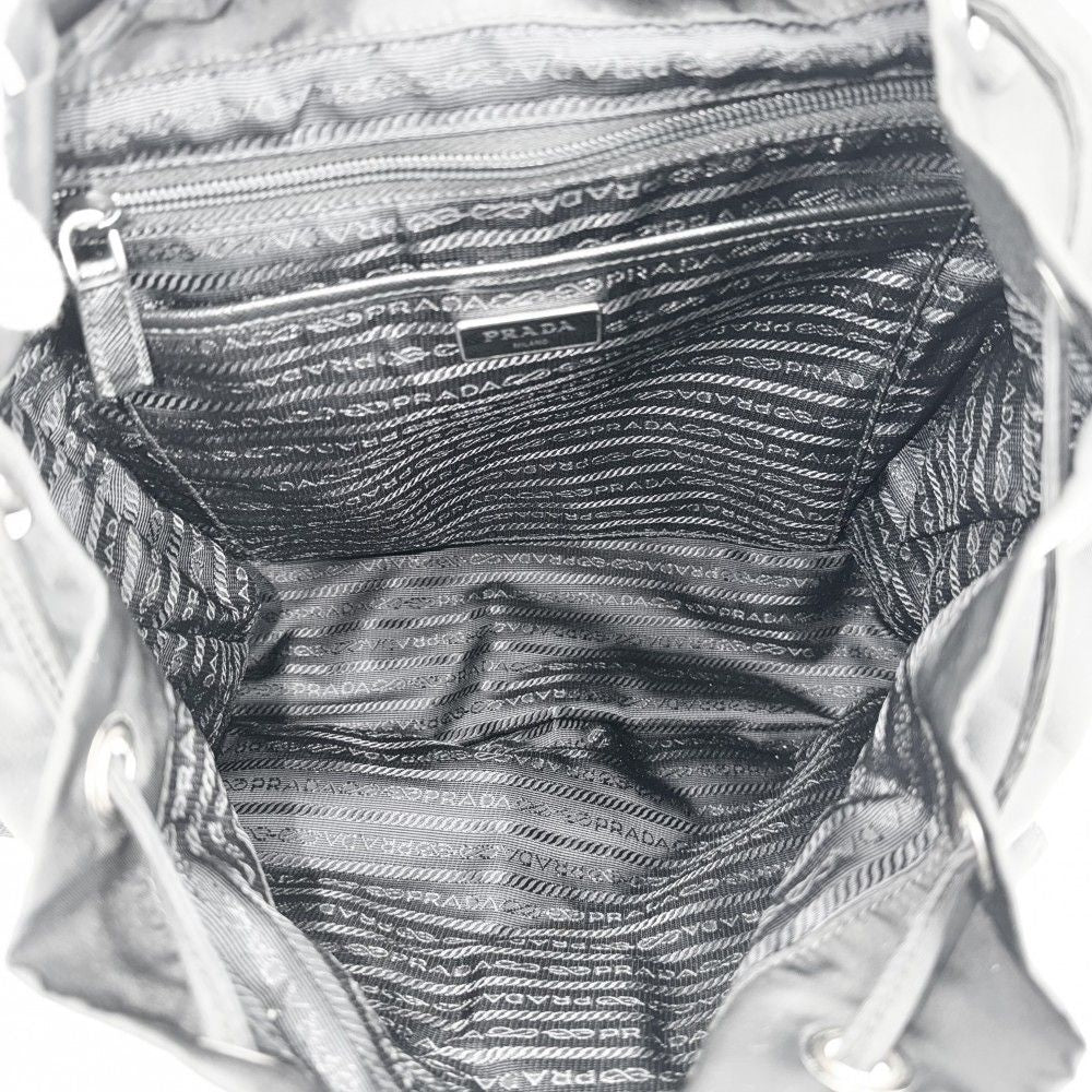 Prada Triangle Logo Backpack Nylon Black Silver — view 4
