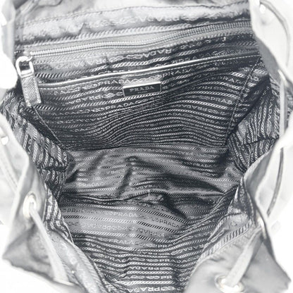 Prada Triangle Logo Backpack Nylon Black Silver — view 4