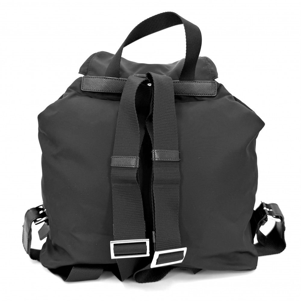 Prada Triangle Logo Backpack Nylon Black Silver — view 2