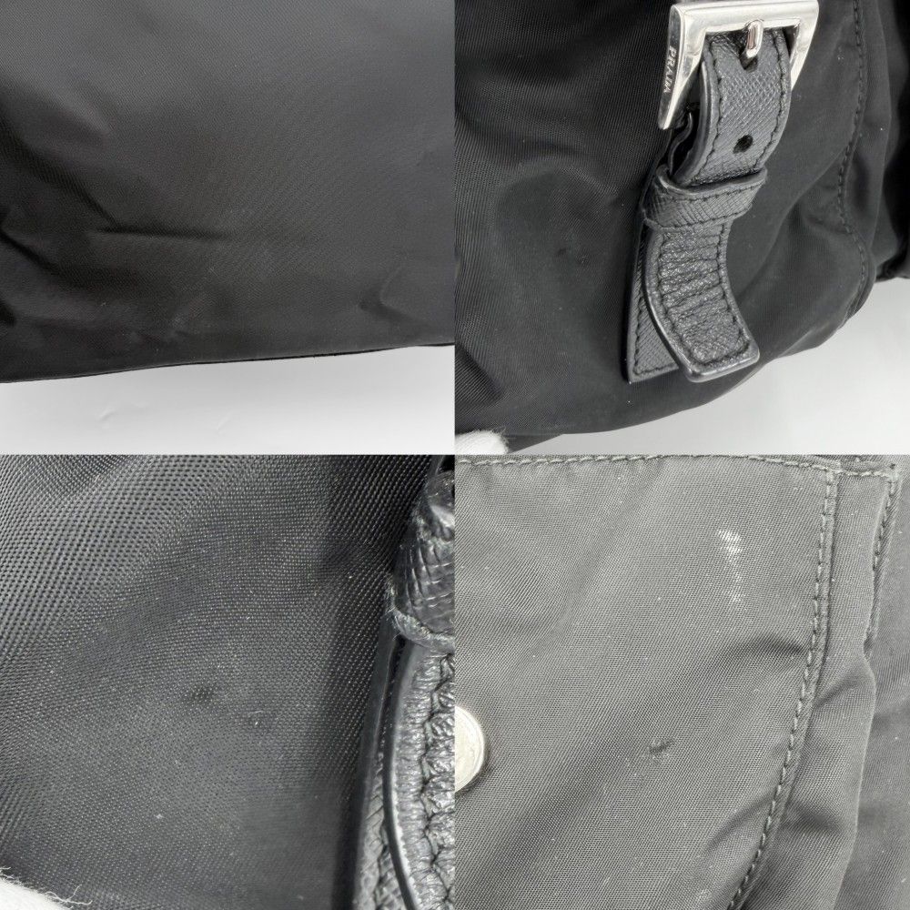 Prada Triangle Logo Backpack Nylon Black Silver — view 7