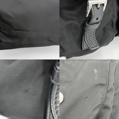 Prada Triangle Logo Backpack Nylon Black Silver — view 7