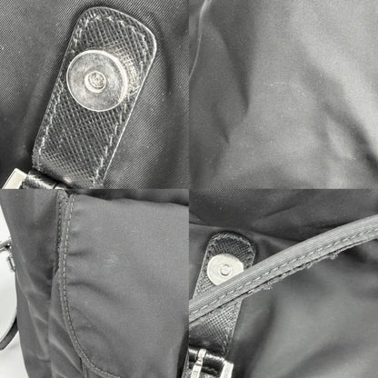Prada Triangle Logo Backpack Nylon Black Silver — view 6