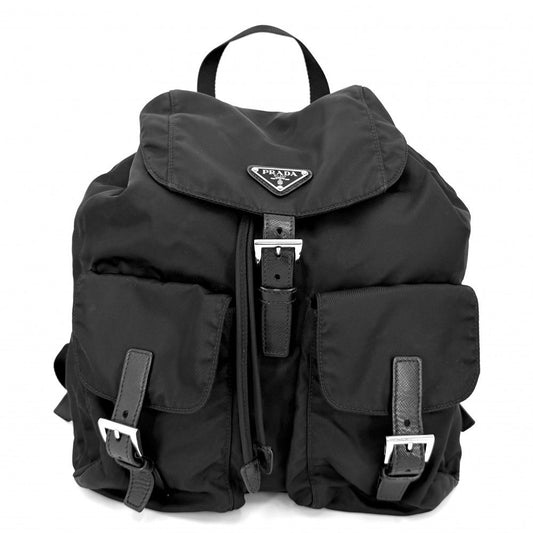 Prada Triangle Logo Backpack Nylon Black Silver
