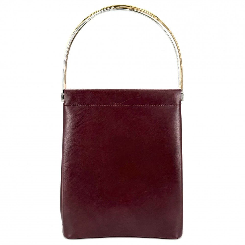 Cartier Handbag Three Color Trinity Shoulder Leather Wine Red Gold Silver