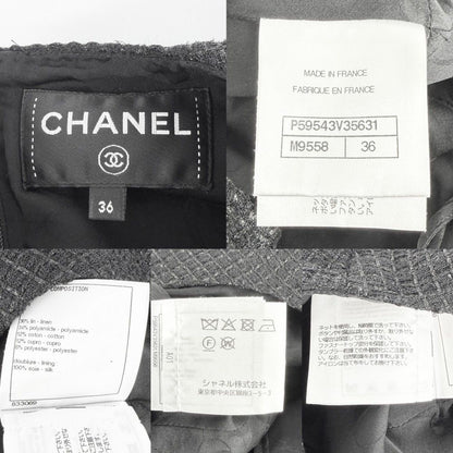 Chanel Dress Tweed Sleeveless Coco Button Vintage 36 Black Spring Autumn — view 3