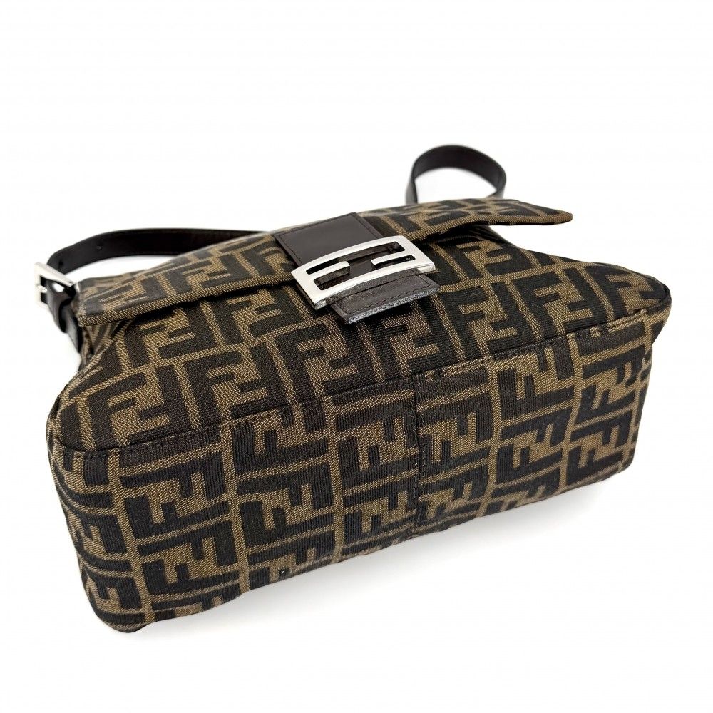 Fendi Shoulder Bag Zucca Mamma Bucket Canvas Leather Brown Silver — view 3