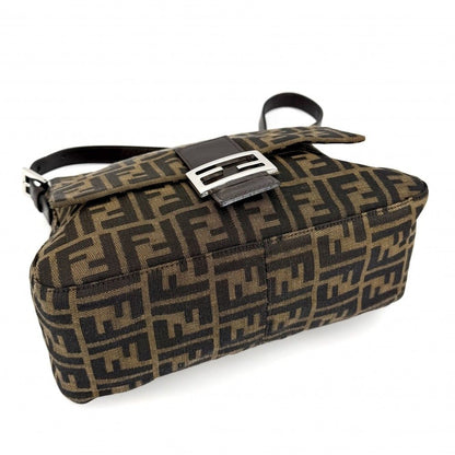 Fendi Shoulder Bag Zucca Mamma Bucket Canvas Leather Brown Silver — view 3