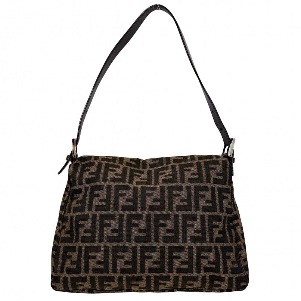 Fendi Shoulder Bag Zucca Mamma Bucket Canvas Leather Brown Silver — view 2