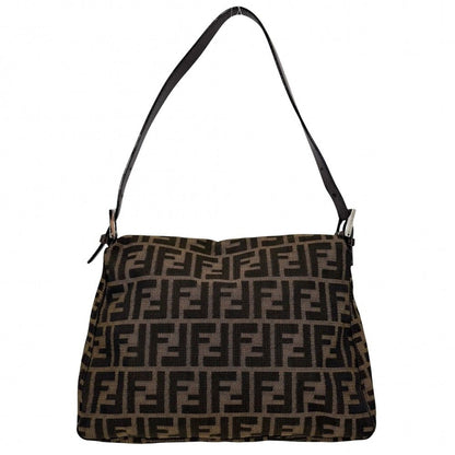 Fendi Shoulder Bag Zucca Mamma Bucket Canvas Leather Brown Silver — view 2