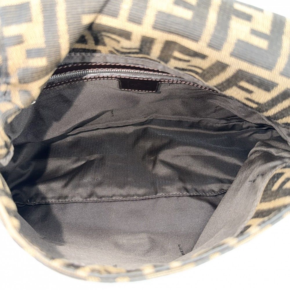 Fendi Shoulder Bag Zucca Mamma Bucket Canvas Leather Brown Silver — view 4