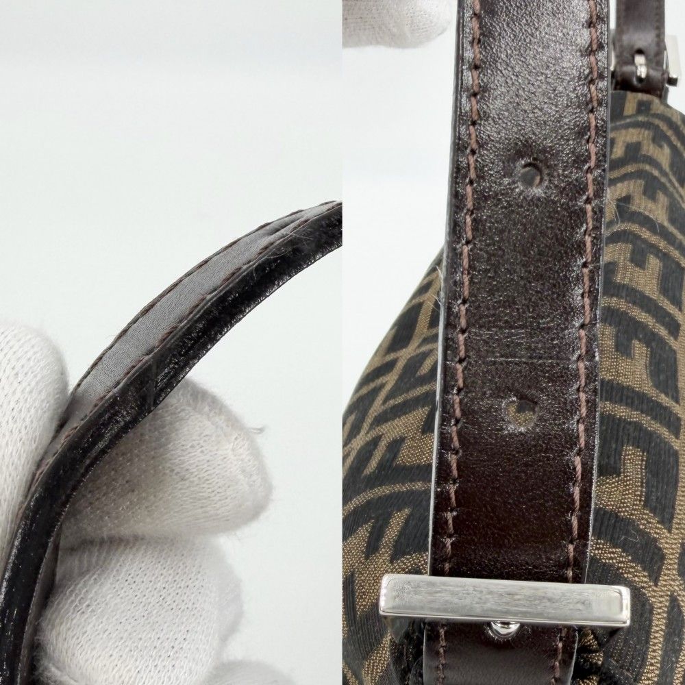 Fendi Shoulder Bag Zucca Mamma Bucket Canvas Leather Brown Silver — view 7