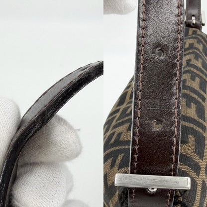 Fendi Shoulder Bag Zucca Mamma Bucket Canvas Leather Brown Silver — view 7