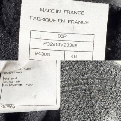 Chanel Jacket CC Logo Belted Top 46 Navy Gunmetal Silk Nylon Spring Fall — view 5