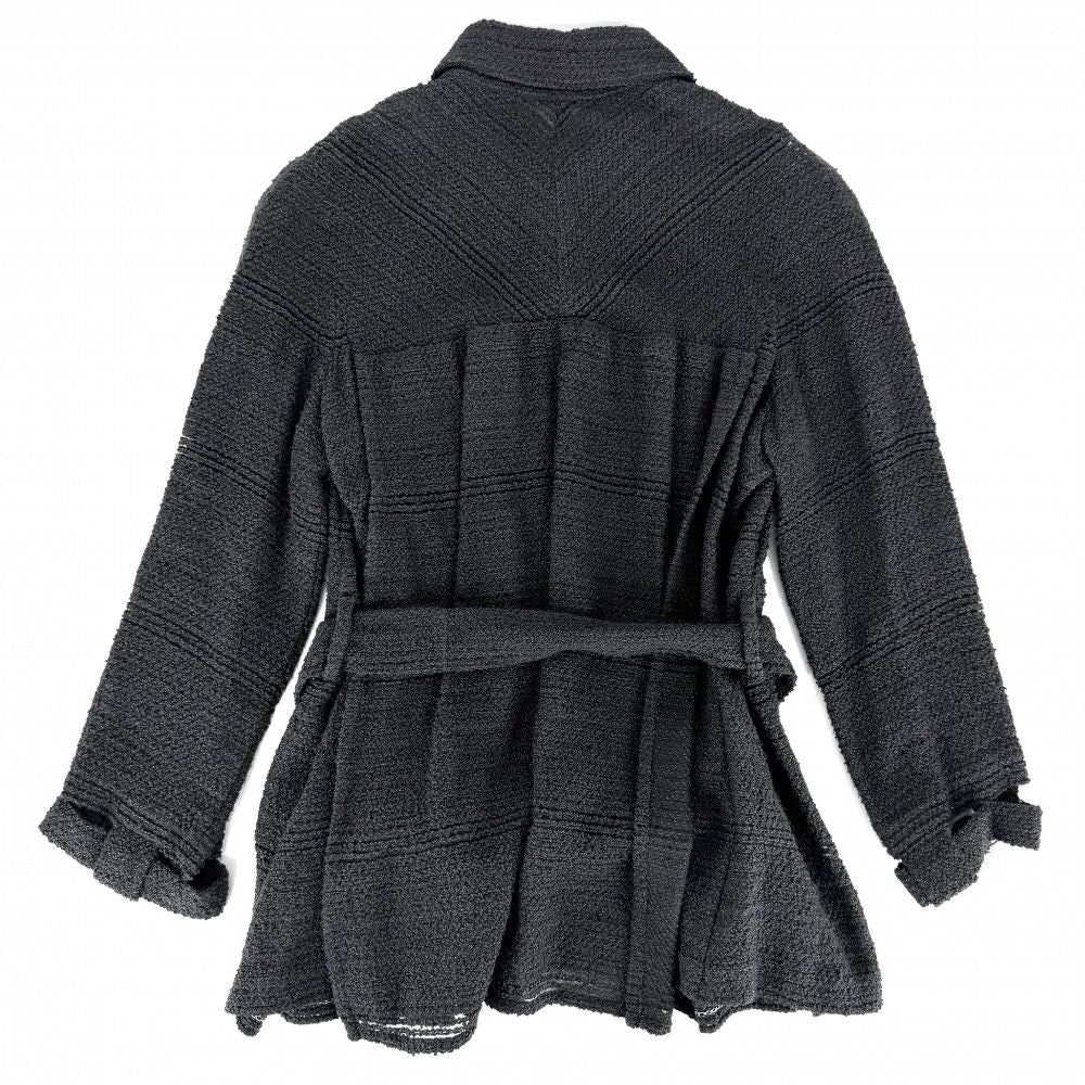 Chanel Jacket CC Logo Belted Top 46 Navy Gunmetal Silk Nylon Spring Fall — view 2