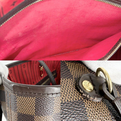 Louis Vuitton Tote Neverfull GM Handbag Shoulder Damier Canvas Brown Gold — view 8