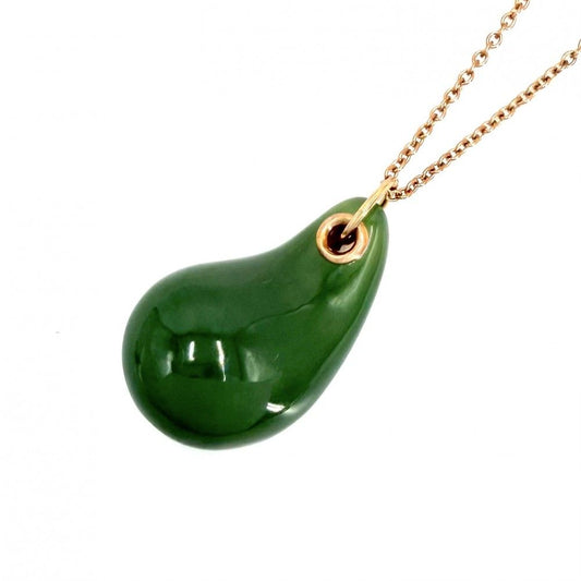 Tiffany & Co Necklace Teardrop 18k YG Pendant Gold Nephrite Green