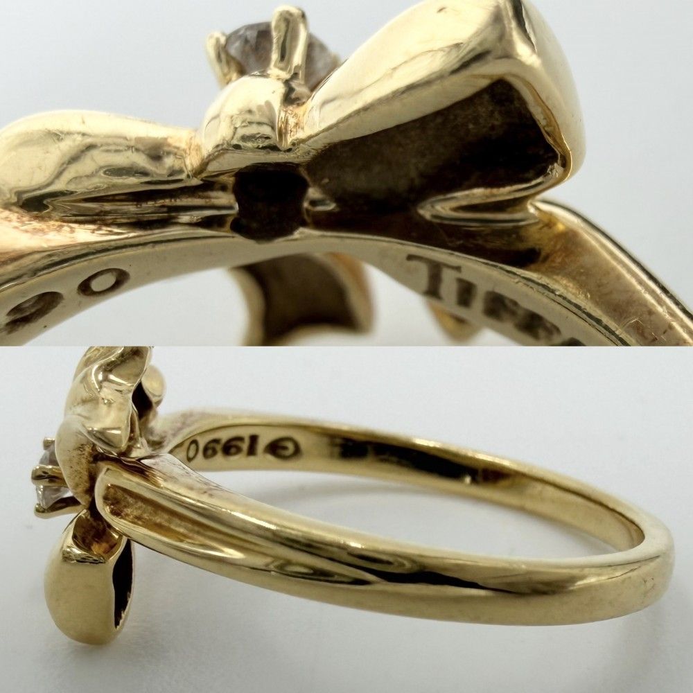 Tiffany & Co Ring Blue Box Bow Ribbon 18k YG Gold Diamond — view 6
