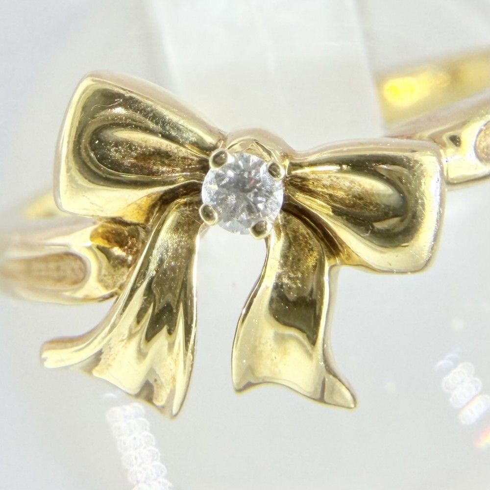 Tiffany & Co Ring Blue Box Bow Ribbon 18k YG Gold Diamond — view 3