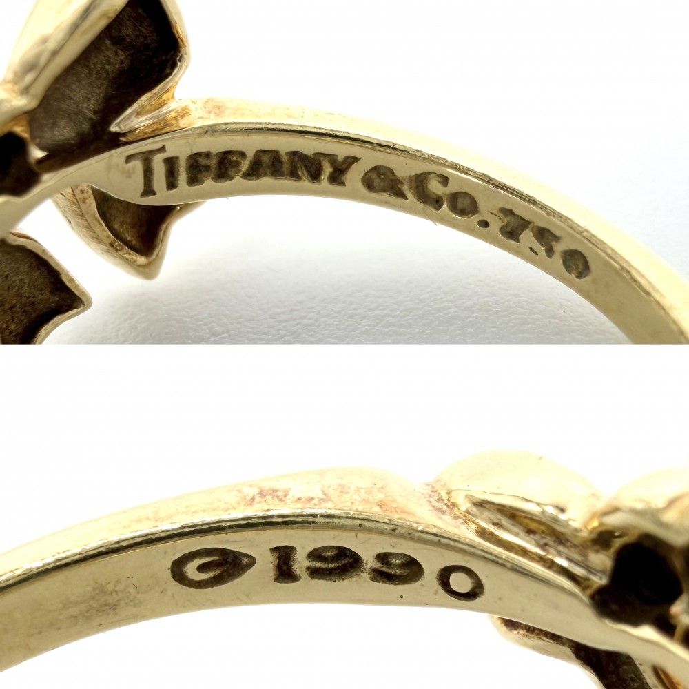 Tiffany & Co Ring Blue Box Bow Ribbon 18k YG Gold Diamond — view 4