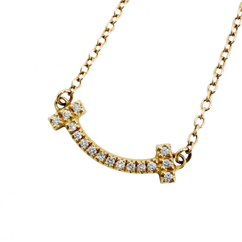Tiffany & Co Necklace T Smile Mini Pendant Adjustable Star with 18k YG Gold