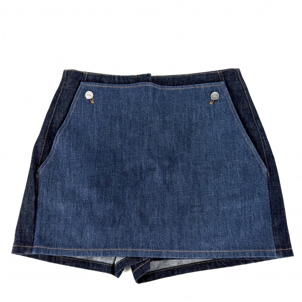 Fendi Denim Culottes Pants Shorts 40 Indigo Gunmetal Cotton