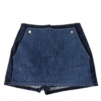 Fendi Denim Culottes Pants Shorts 40 Indigo Gunmetal Cotton