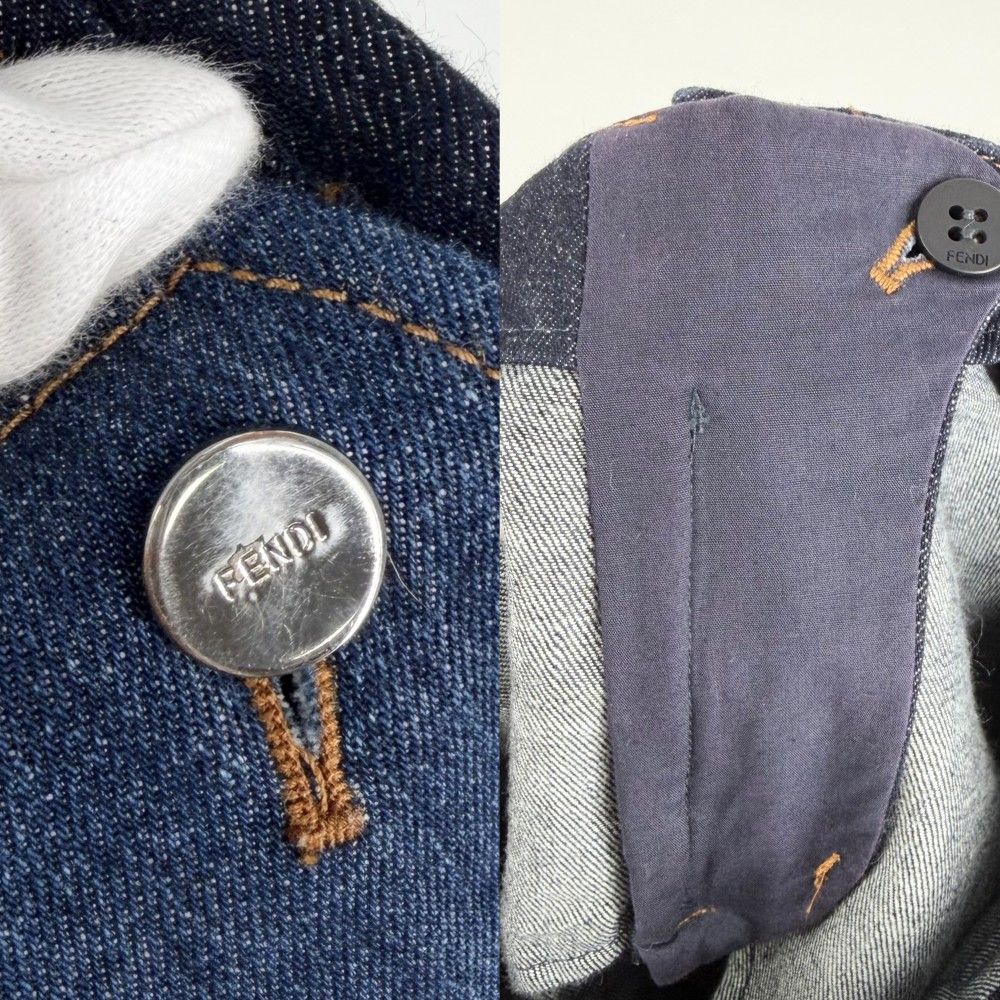Fendi Denim Culottes Pants Shorts 40 Indigo Gunmetal Cotton — view 5