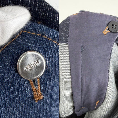 Fendi Denim Culottes Pants Shorts 40 Indigo Gunmetal Cotton — view 5