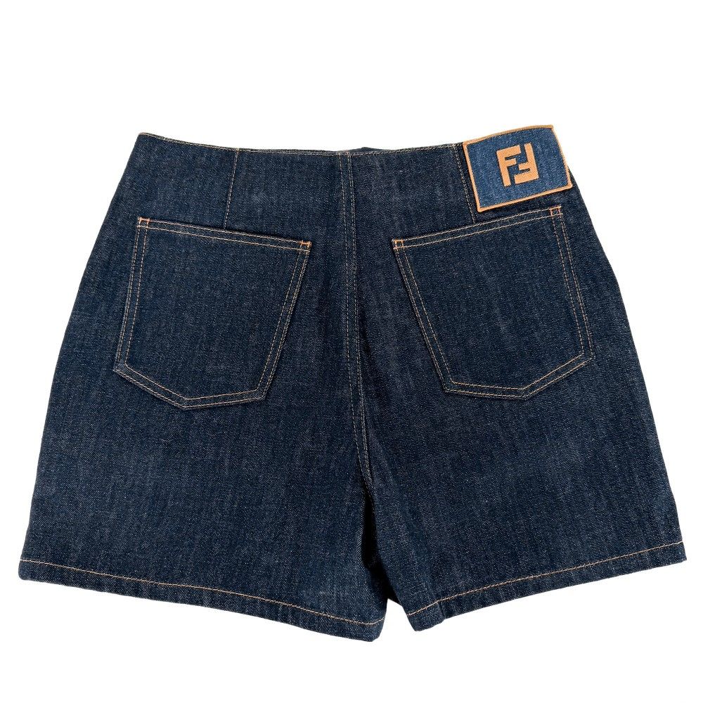 Fendi Denim Culottes Pants Shorts 40 Indigo Gunmetal Cotton — view 2